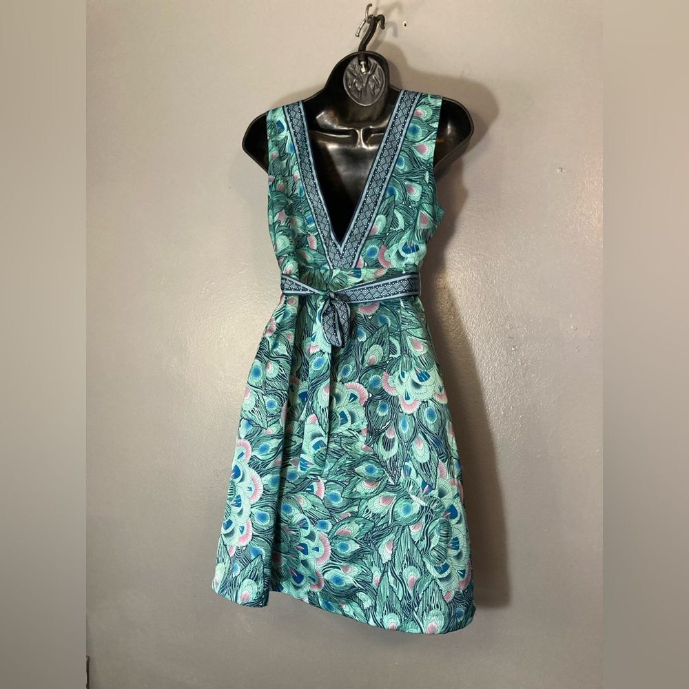 H&M Blue and Green Peacock Silky Sundress - Picture 4 of 7